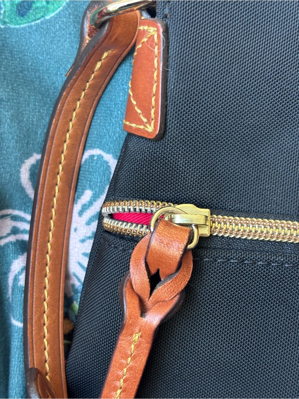Dooney & Bourke Black Crossbody with Brown Leather Trim - Picture 3 of 6
